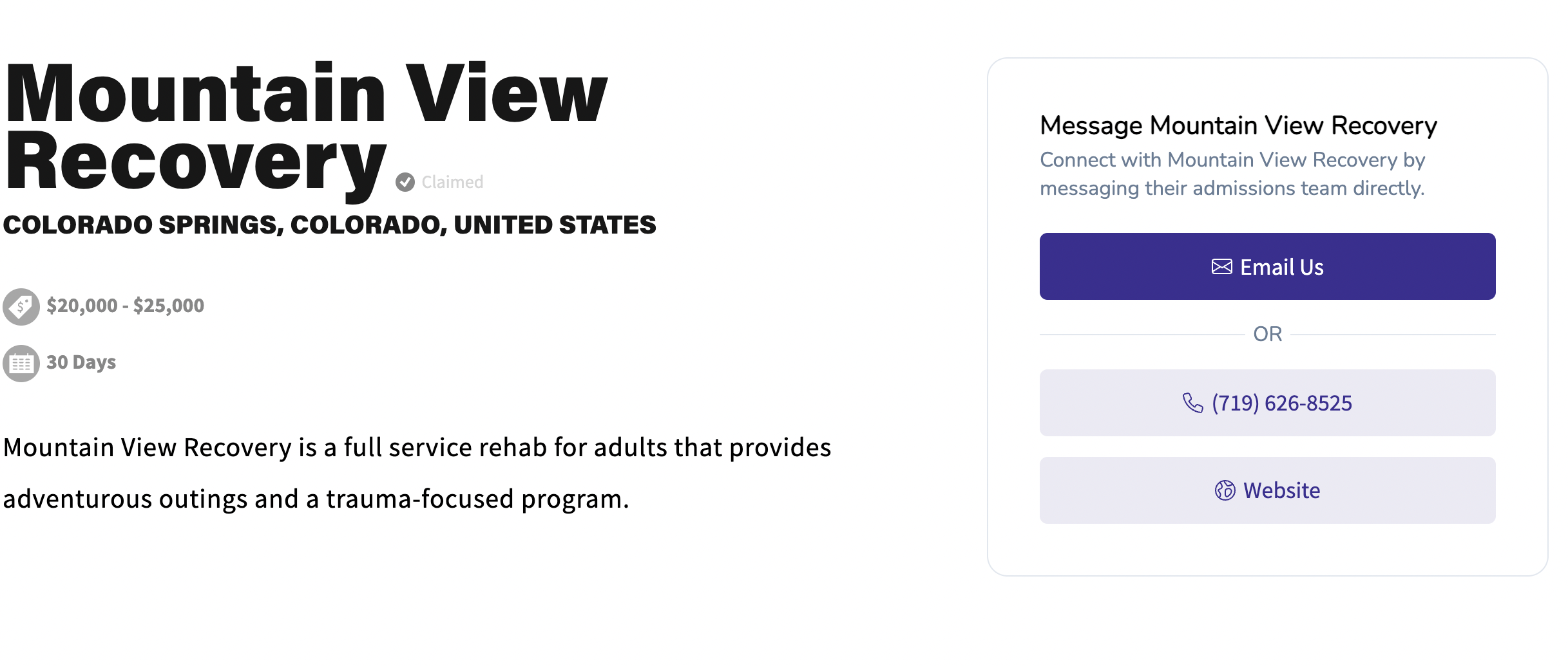 Profile page showing the claimed badge next to the provider name