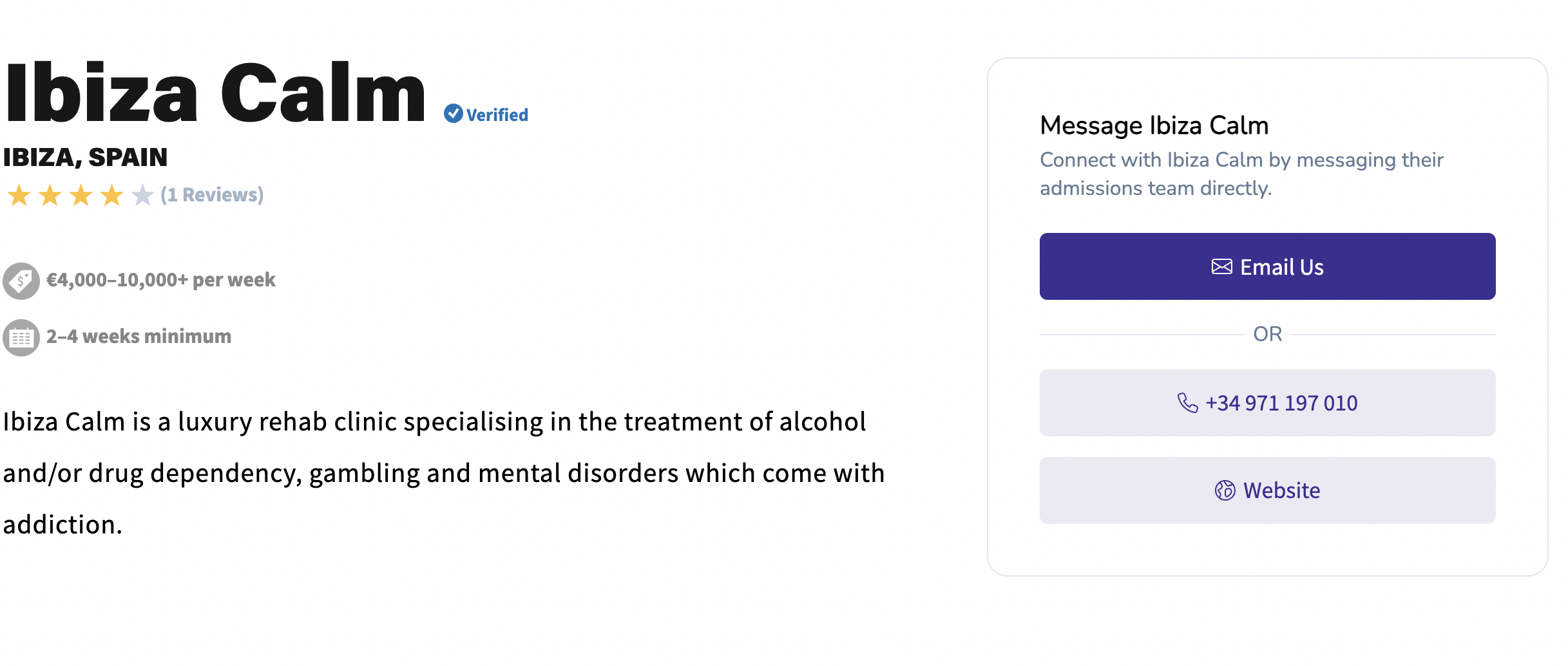 Profile page showing the verified badge next to the provider name